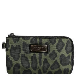 Green Leopard Leather Logo Plaque Multifunctional Kit Bag