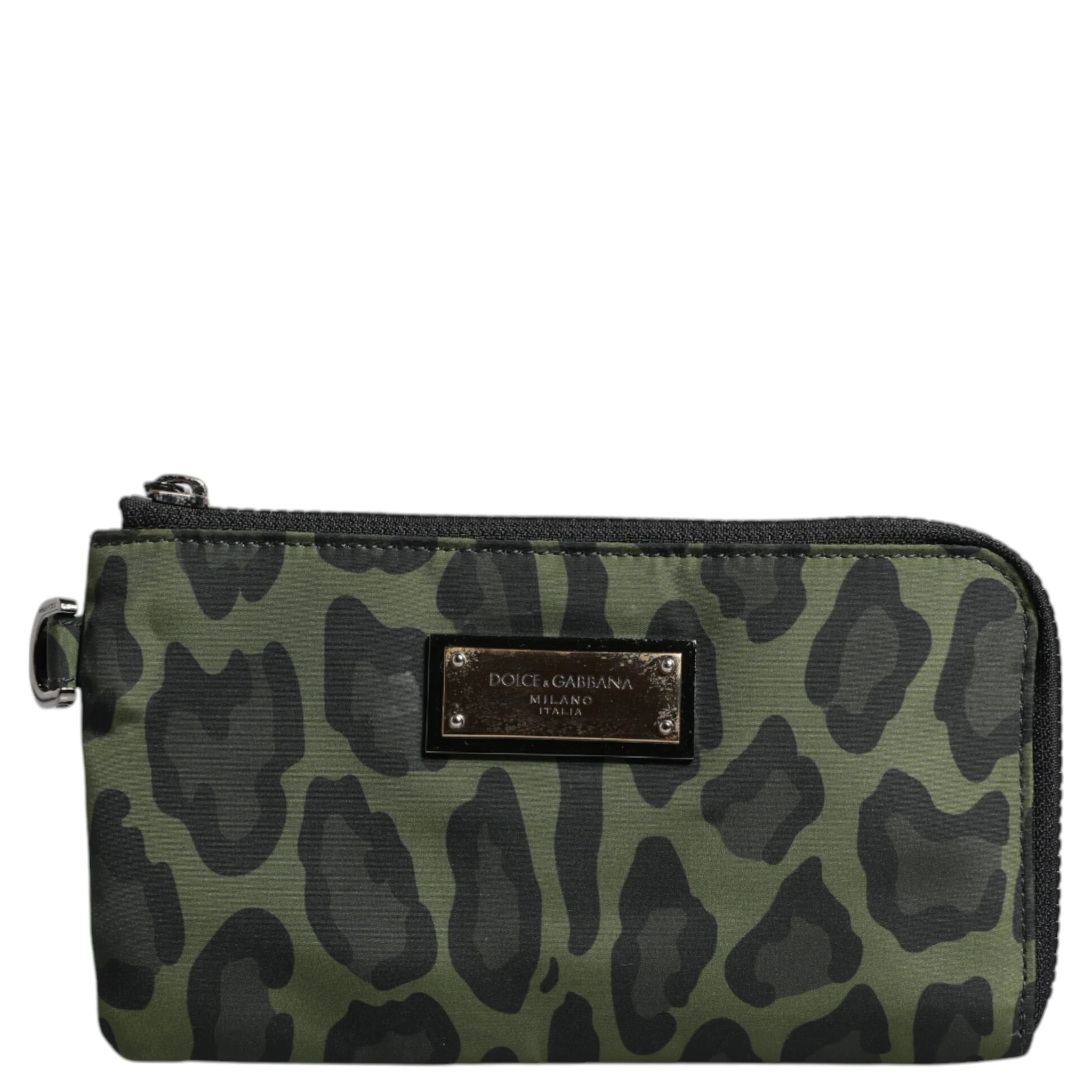 Green Leopard Leather Logo Plaque Multifunctional Kit Bag