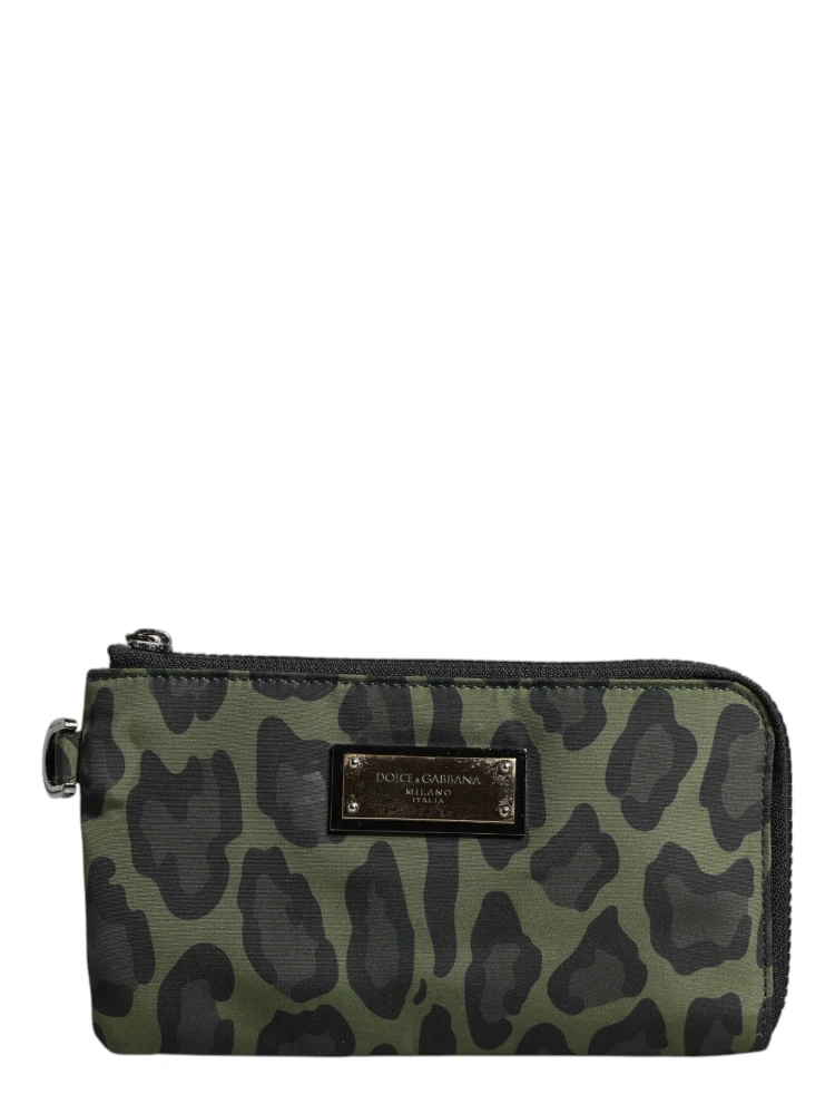 Green Leopard Leather Logo Plaque Multifunctional Kit Bag alternative