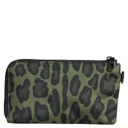 Green Leopard Leather Logo Plaque Multifunctional Kit Bag