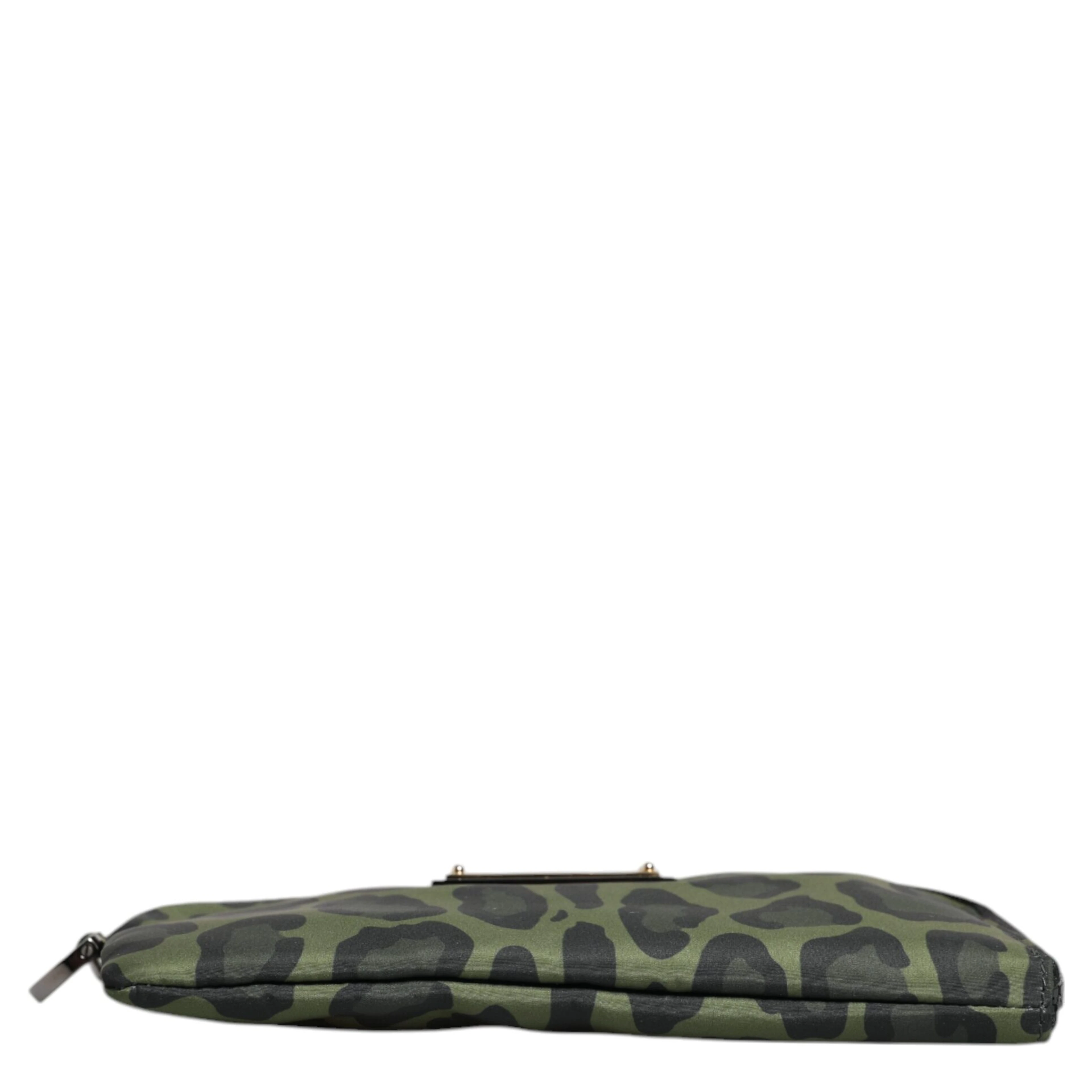 Green Leopard Leather Logo Plaque Multifunctional Kit Bag