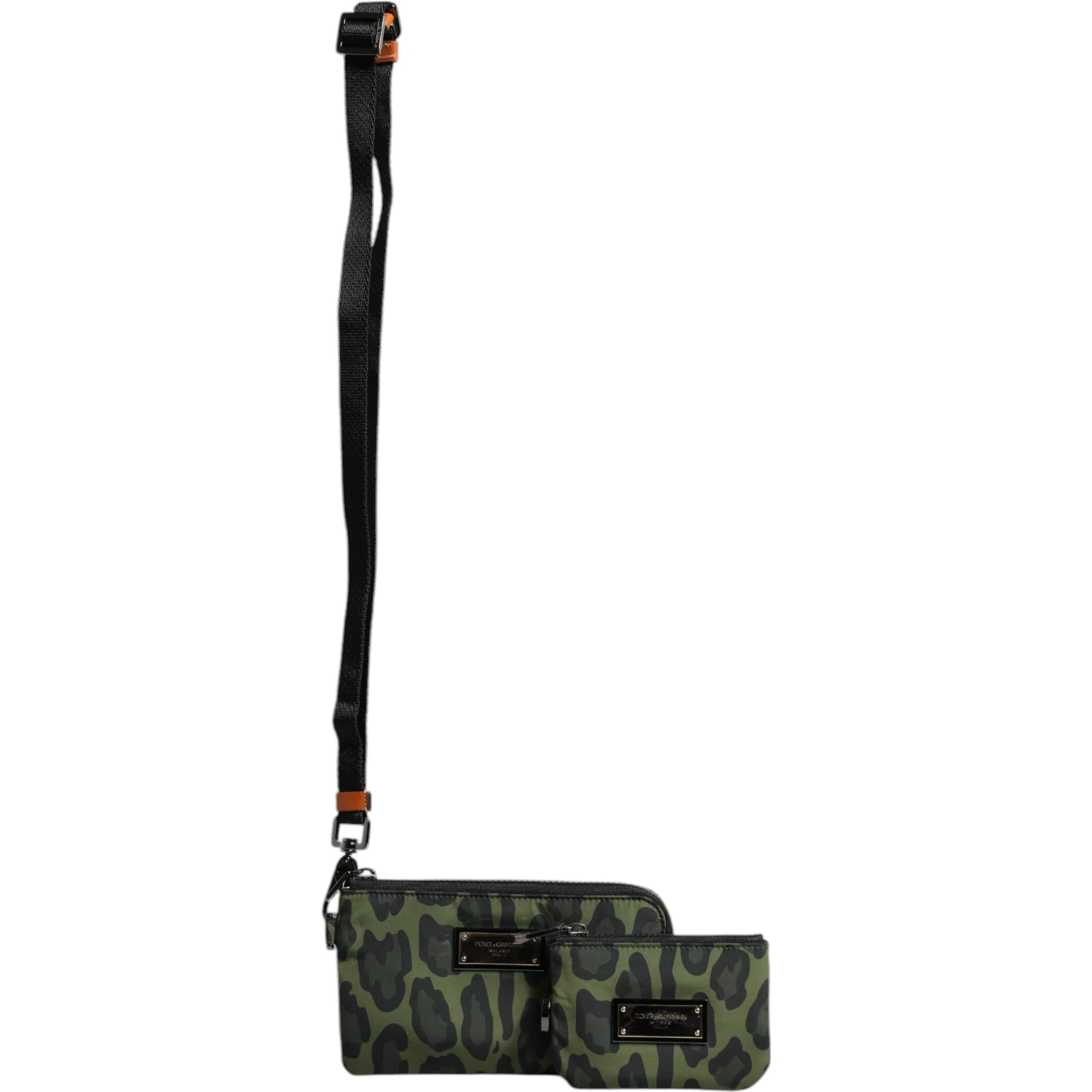 Green Leopard Leather Logo Plaque Multifunctional Kit Bag