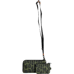 Green Leopard Leather Logo Plaque Multifunctional Kit Bag