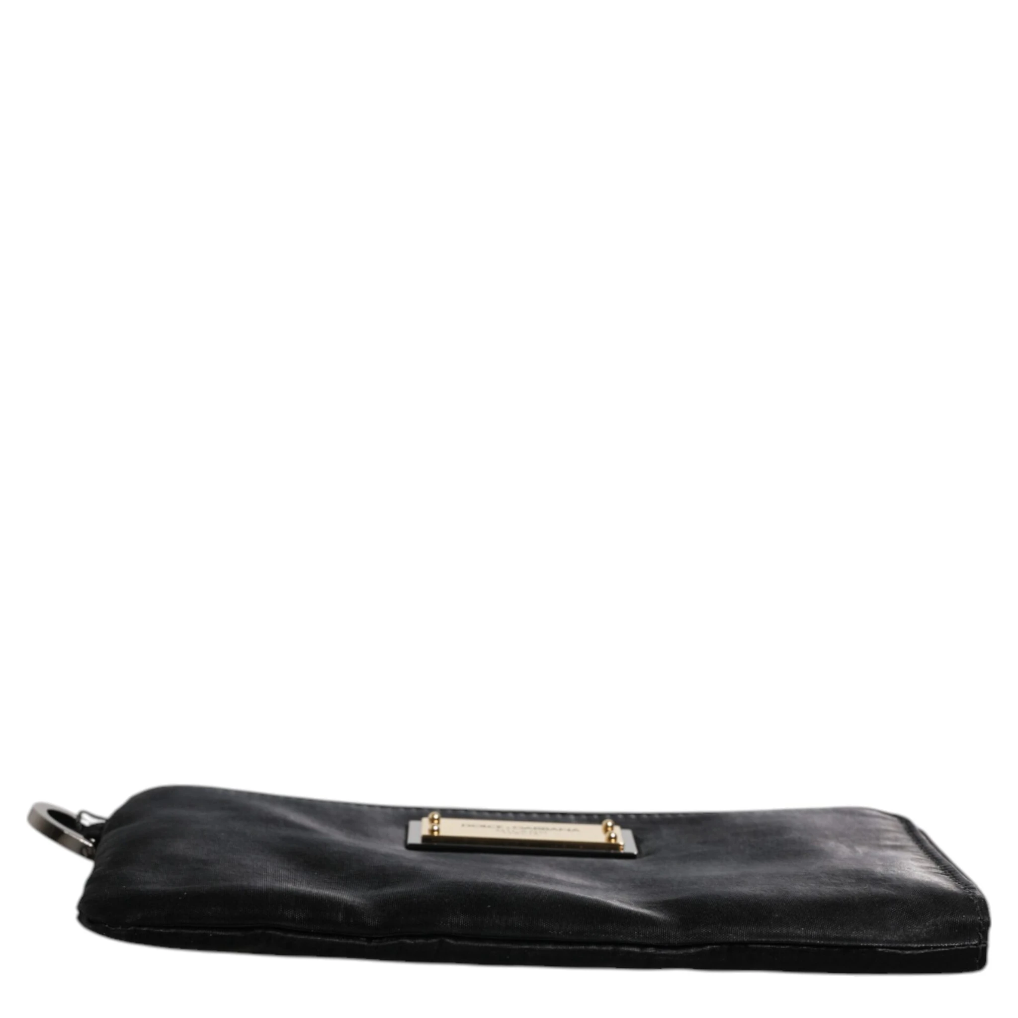 Black Nylon Logo Plaque Keyring Pouch Clutch Bag