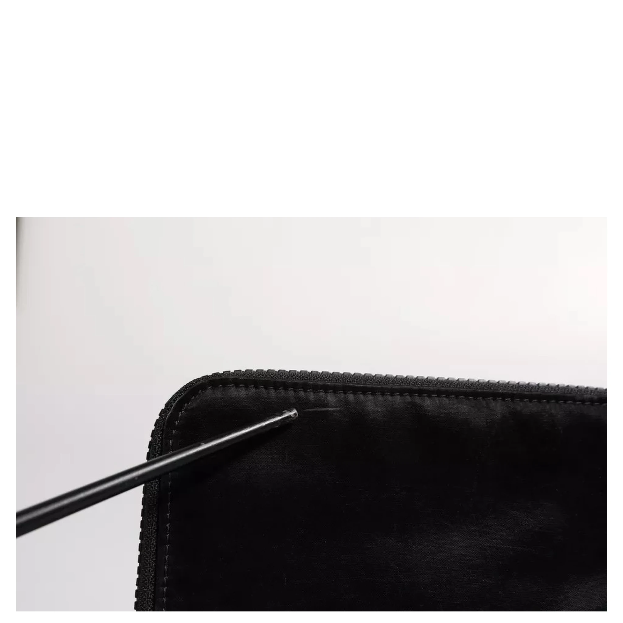 Black Nylon Logo Plaque Keyring Pouch Clutch Bag