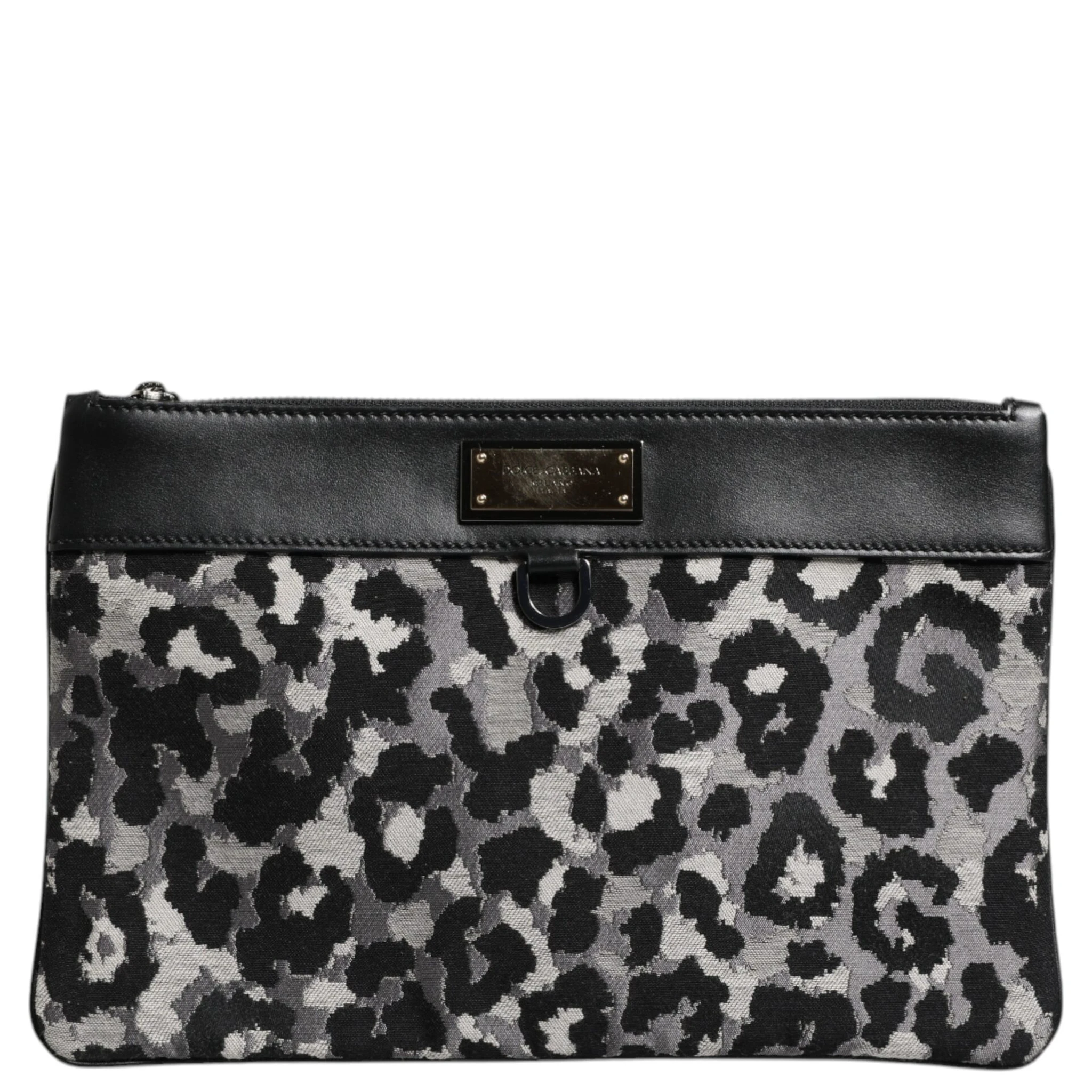 Multicolor Leopard Jacquard Logo Plaque Men Pouch Bag