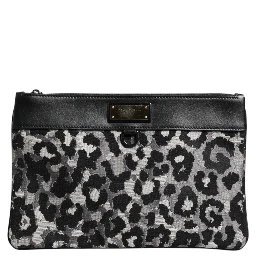 Multicolor Leopard Jacquard Logo Plaque Men Pouch Bag