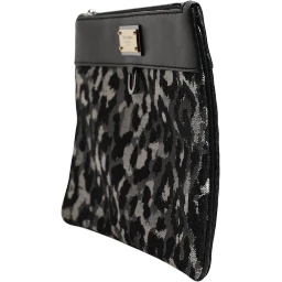 Multicolor Leopard Jacquard Logo Plaque Men Pouch Bag
