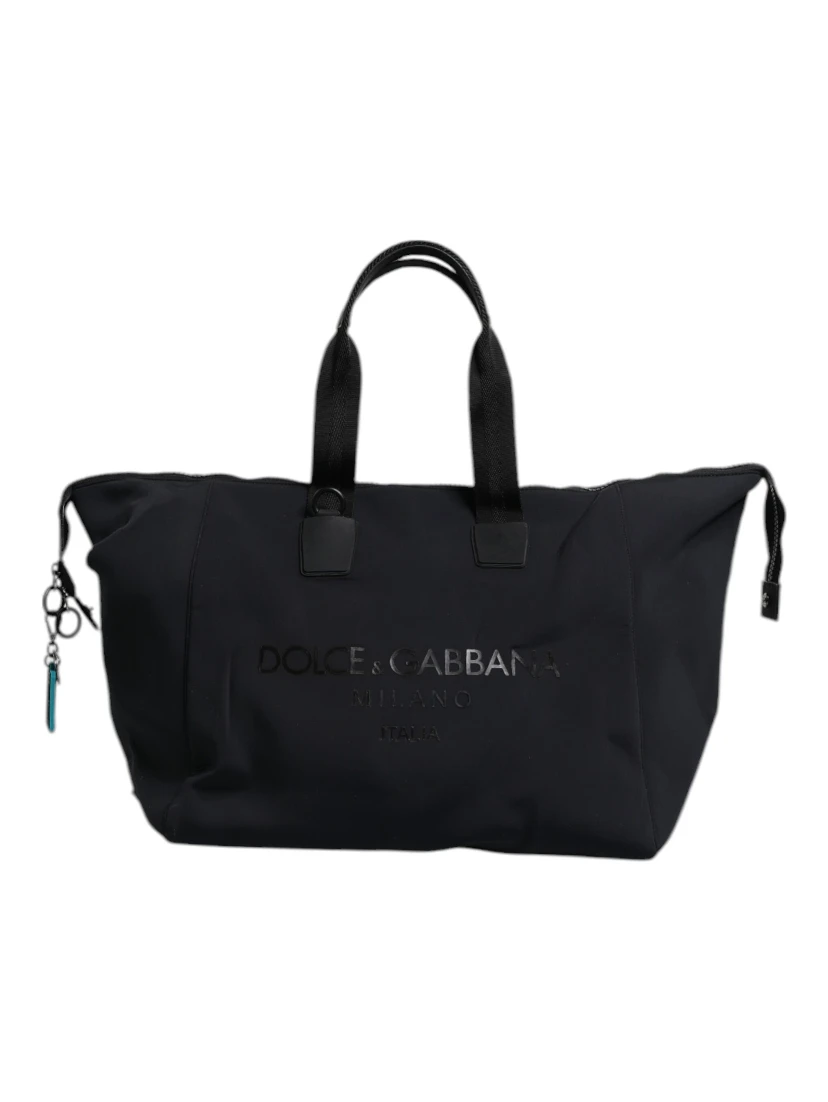 Black Canvas DG Logo Print Shopping Hand Tote Bag