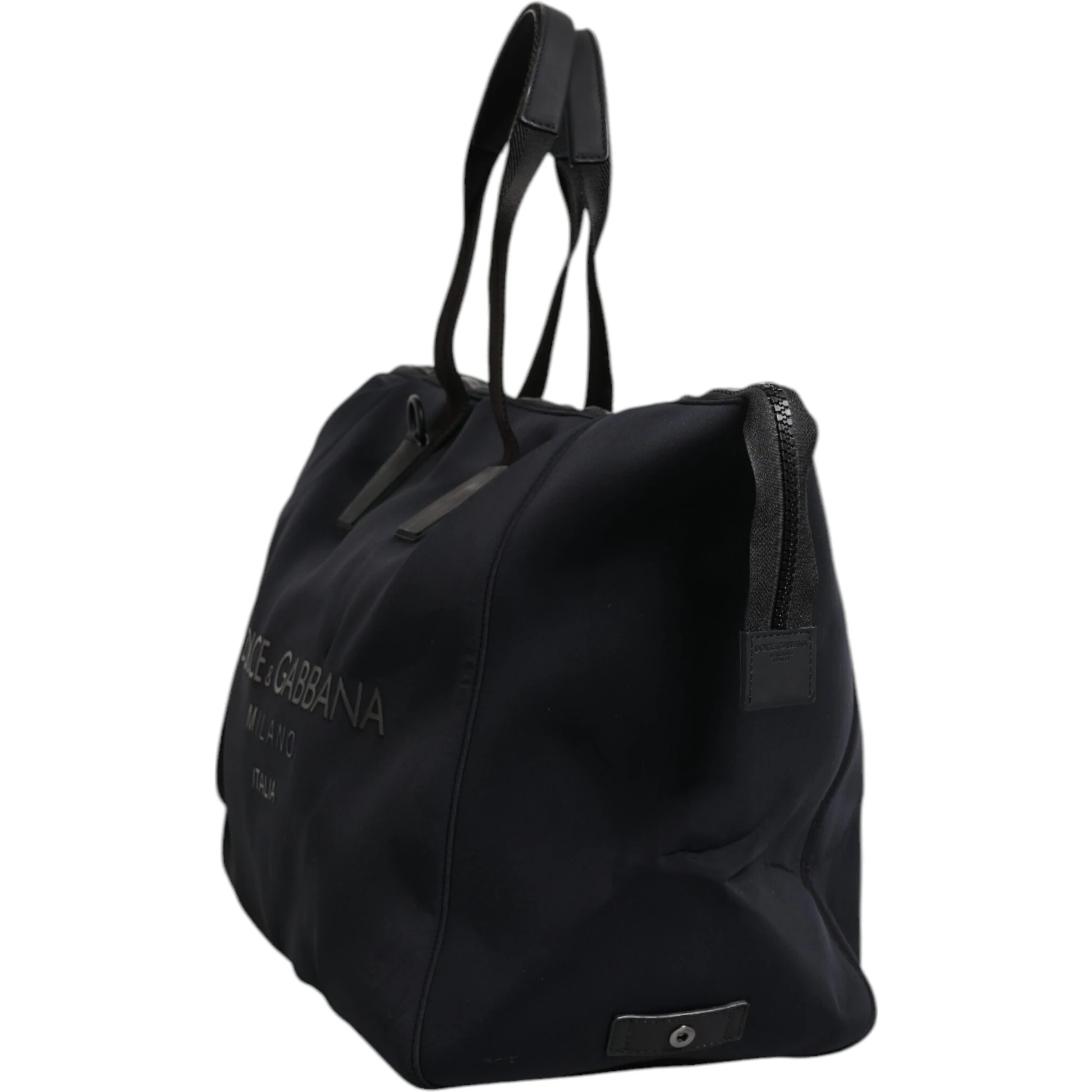 Black Canvas DG Logo Print Shopping Hand Tote Bag