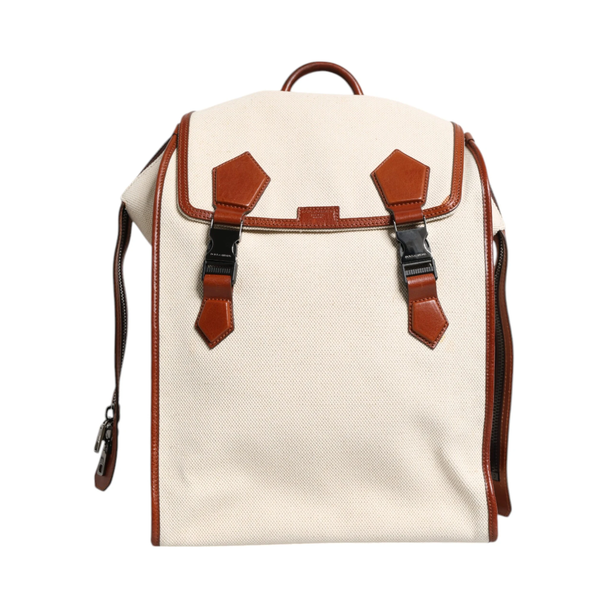 Beige Brown Canvas Leather EDGE Travel Men Back Pack Bag