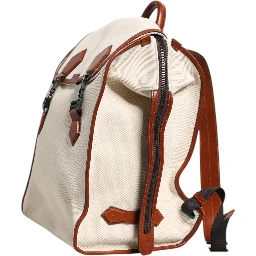 Beige Brown Canvas Leather EDGE Travel Men Back Pack Bag