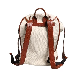 Beige Brown Canvas Leather EDGE Travel Men Back Pack Bag