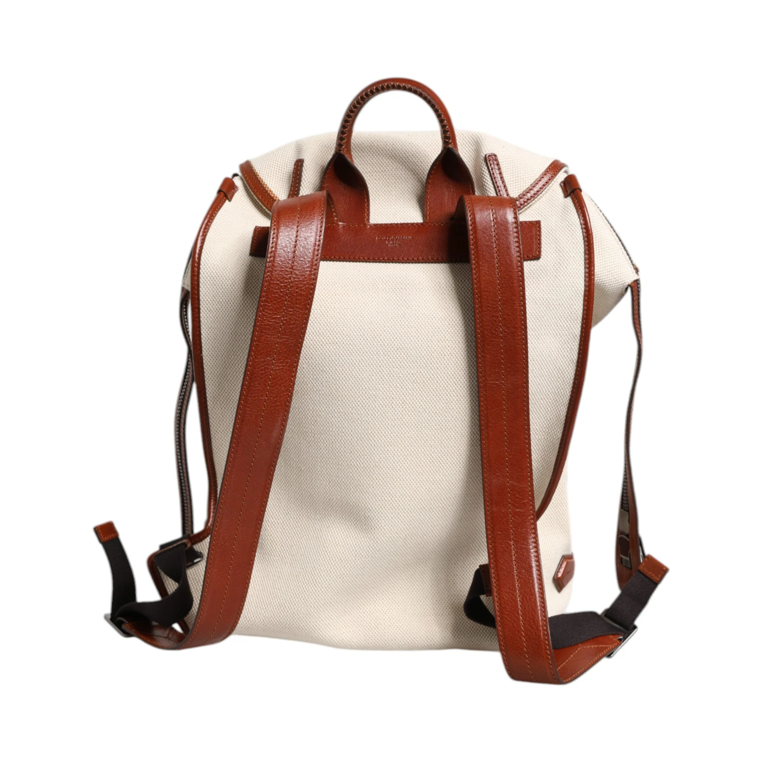 Beige Brown Canvas Leather EDGE Travel Men Back Pack Bag
