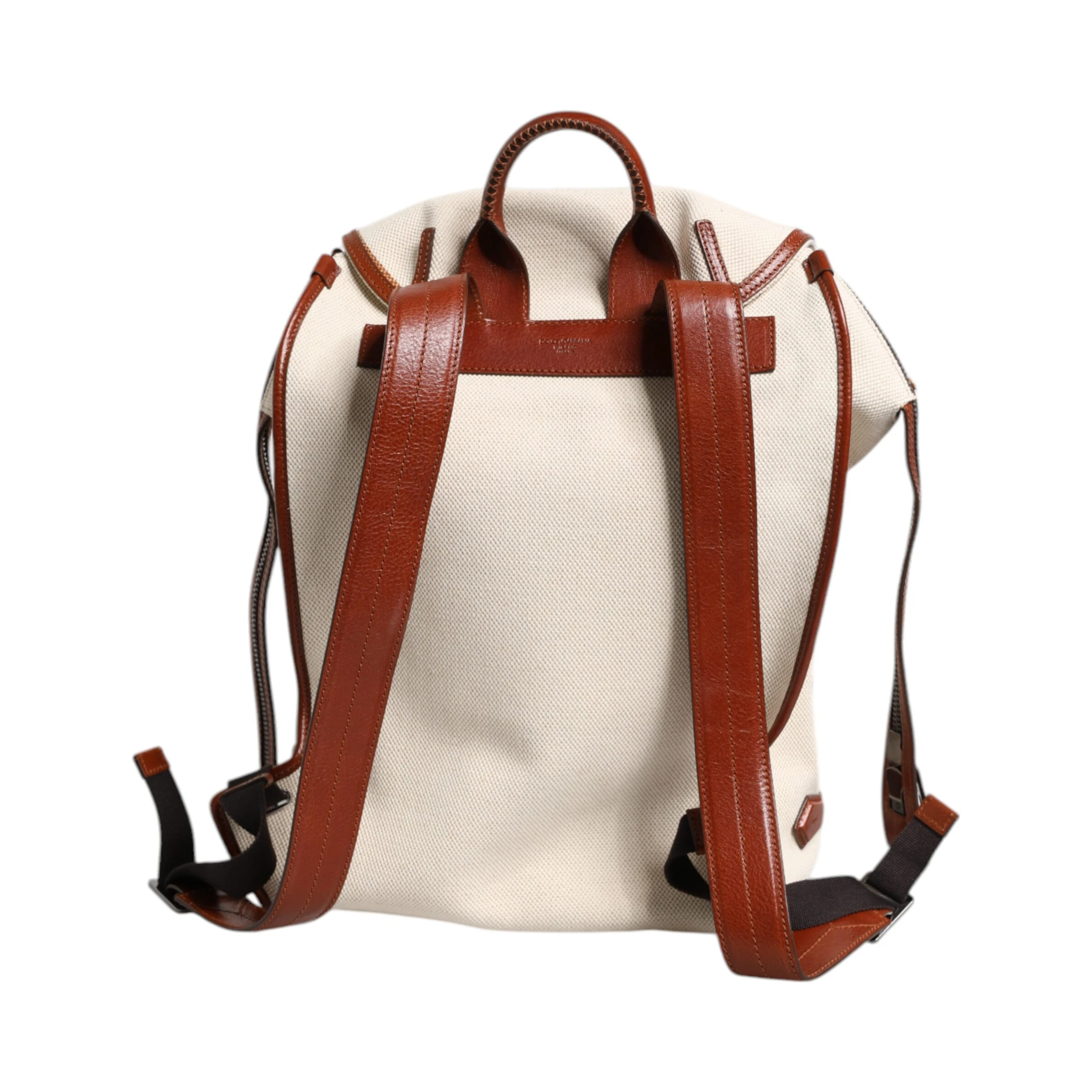 Beige Brown Canvas Leather EDGE Travel Men Back Pack Bag