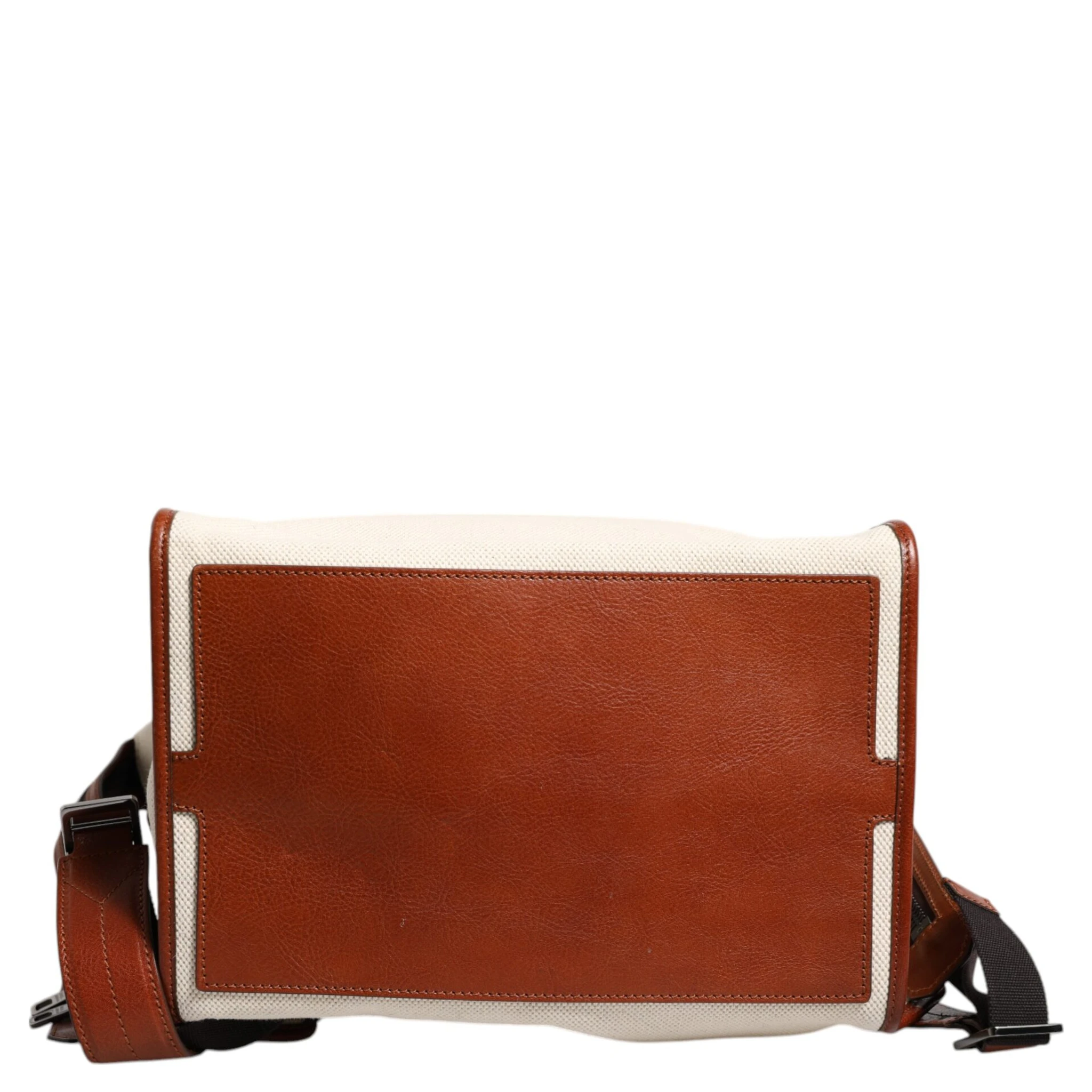 Beige Brown Canvas Leather EDGE Travel Men Back Pack Bag