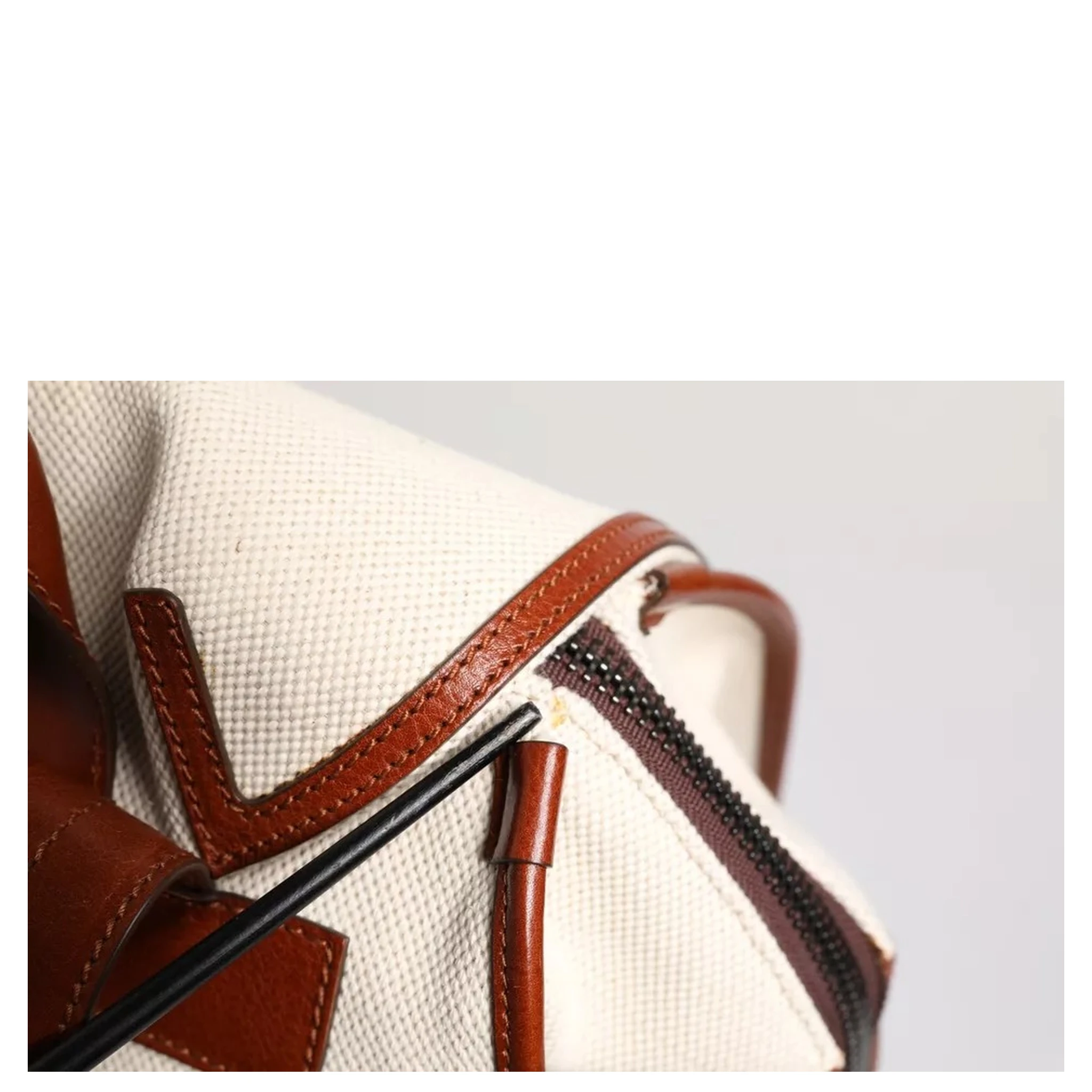 Beige Brown Canvas Leather EDGE Travel Men Back Pack Bag