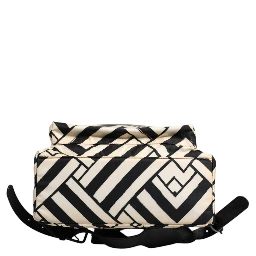 Black White Nylon Leather Travel Back Pack Bag