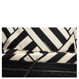 Black White Nylon Leather Travel Back Pack Bag