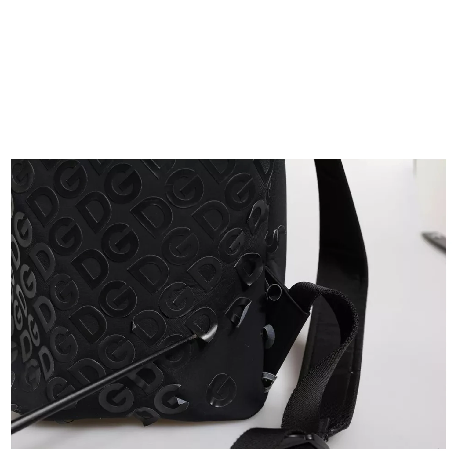 Black Neoprene Nylon DG Logo School Backpack Bag