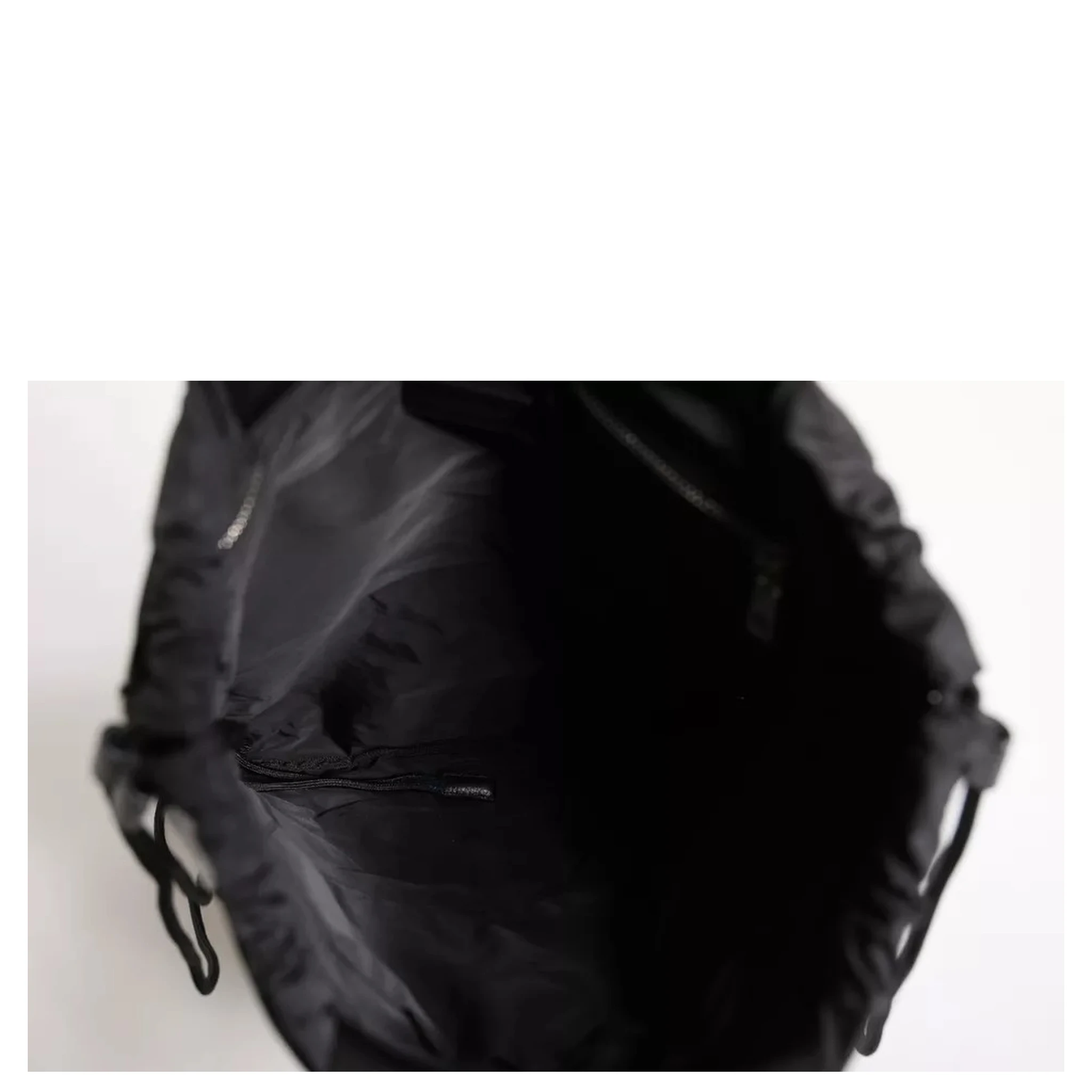 Black White Striped Polyester Drawstring Bag