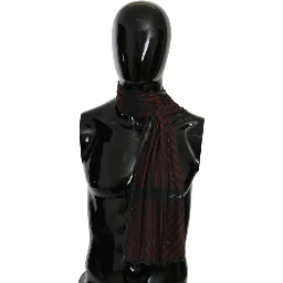 Black Red Viscose Foulard Branded Scarf