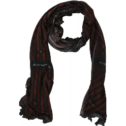 Black Red Viscose Foulard Branded Scarf