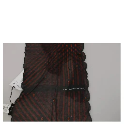 Black Red Viscose Foulard Branded Scarf