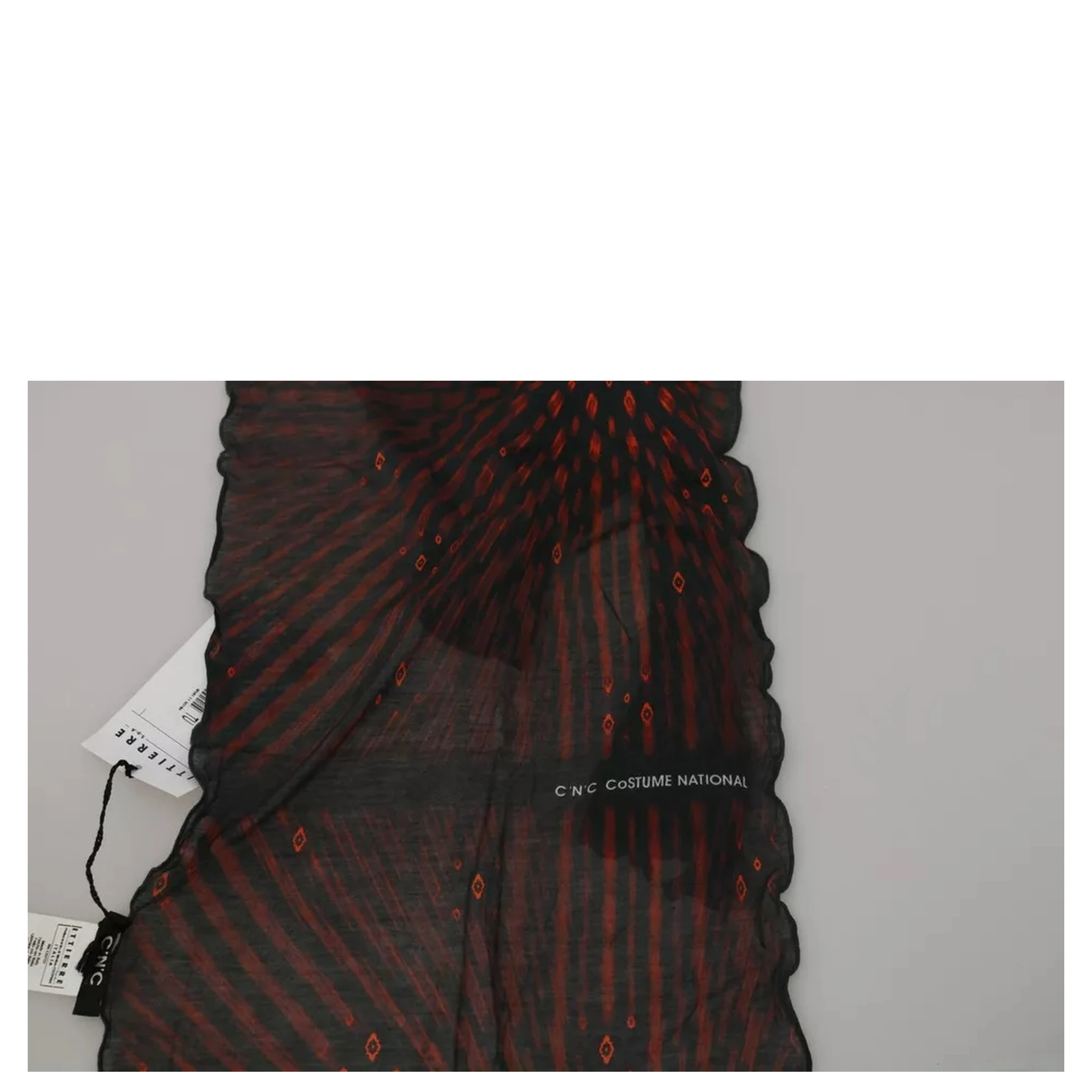 Black Red Viscose Foulard Branded Scarf