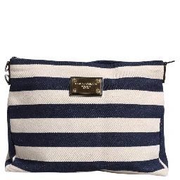 Blue White Stripes Logo Plaque Tote Bag