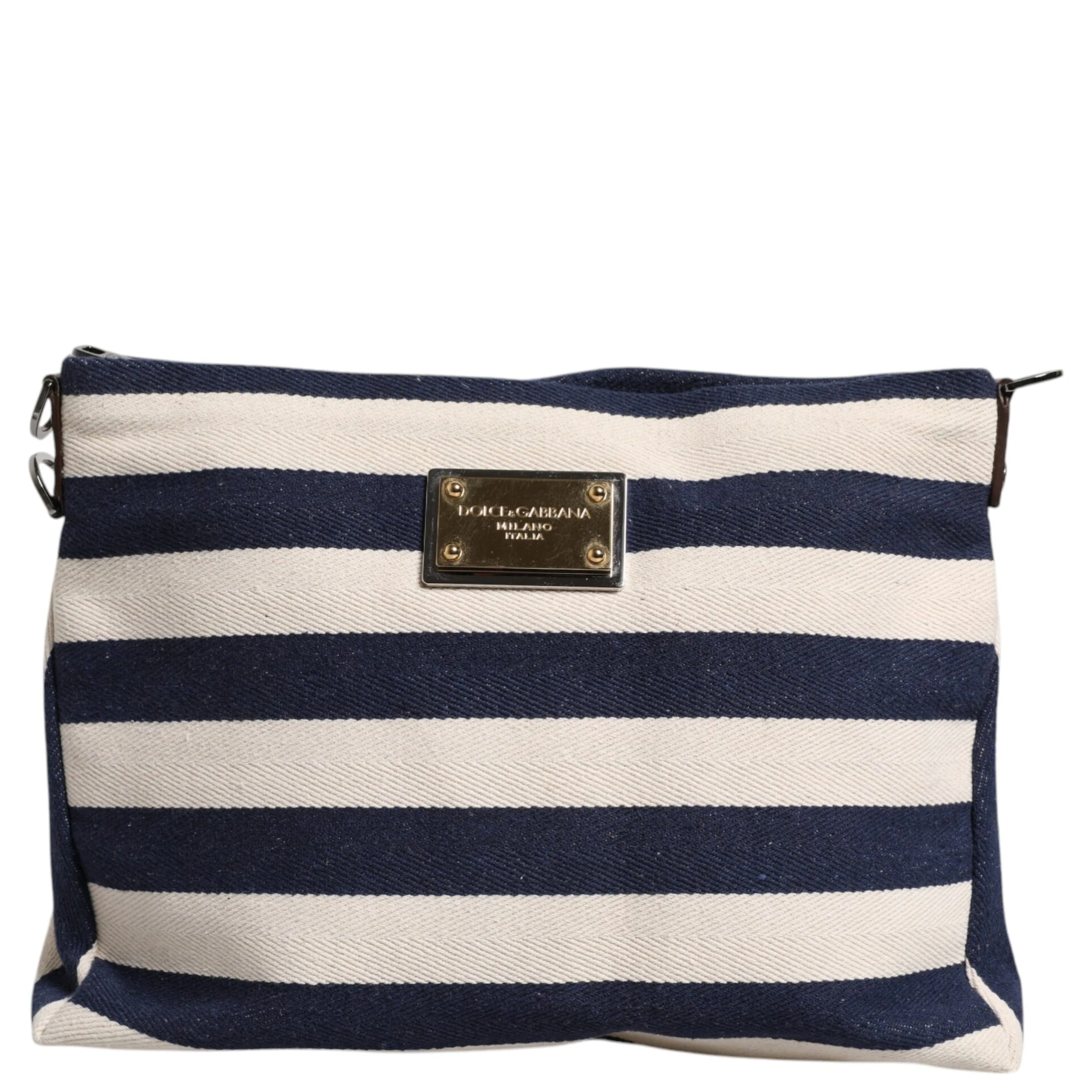 Blue White Stripes Logo Plaque Tote Bag