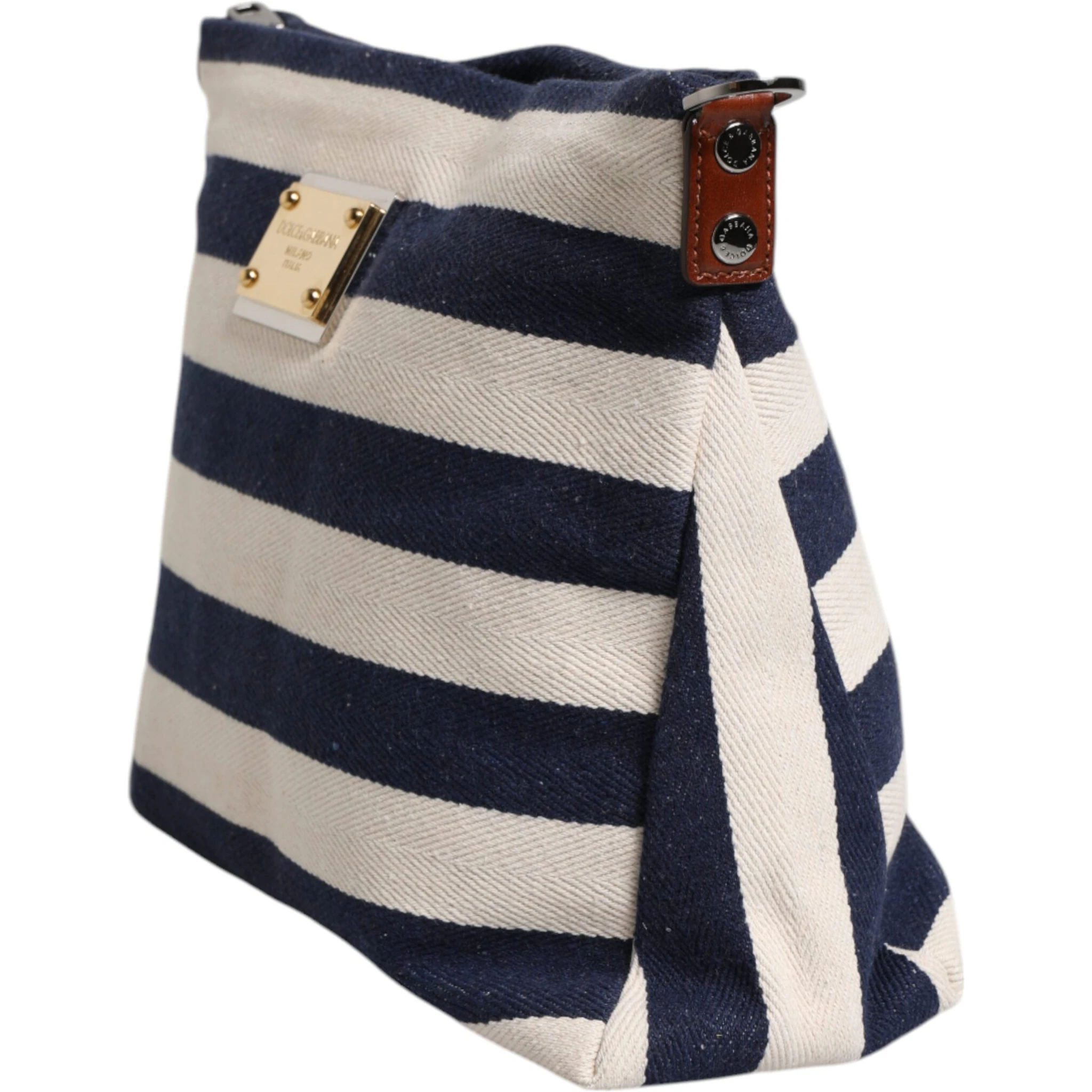 Blue White Stripes Logo Plaque Tote Bag