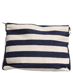 Blue White Stripes Logo Plaque Tote Bag