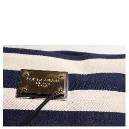 Blue White Stripes Logo Plaque Tote Bag