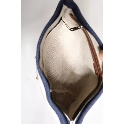 Blue White Stripes Logo Plaque Tote Bag