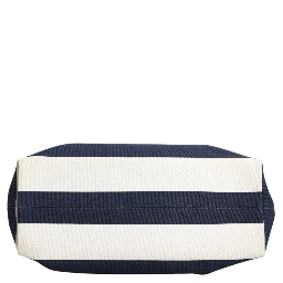 White Navy Striped Canvas Top Handle Tote Tote Bag