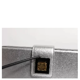 Metallic Silver DG BOX Leather Shoulder Strap Bag