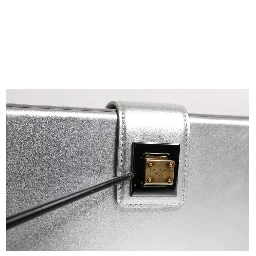 Metallic Silver DG BOX Leather Shoulder Strap Bag