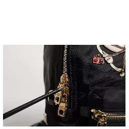 Black Nylon #DGFAMILY VULCANO Embellished Backpack Bag