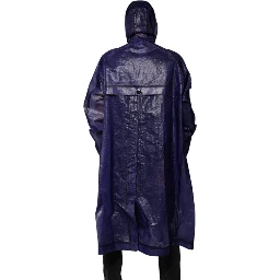Dark Blue Cotton Hooded Men Raincoat Jacket
