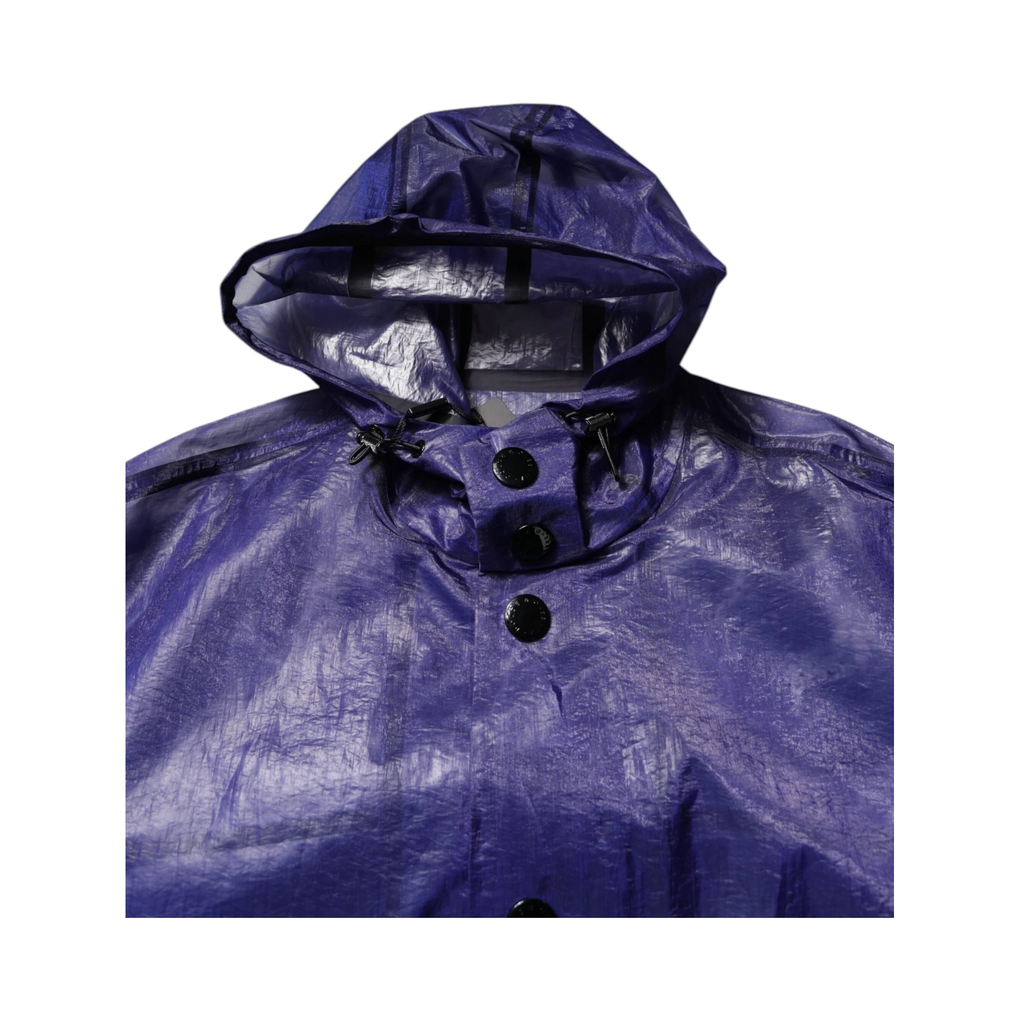 Dark Blue Cotton Hooded Men Raincoat Jacket