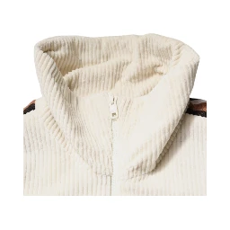 Beige Logo Applique Cotton Corduroy Full Zip Jacket