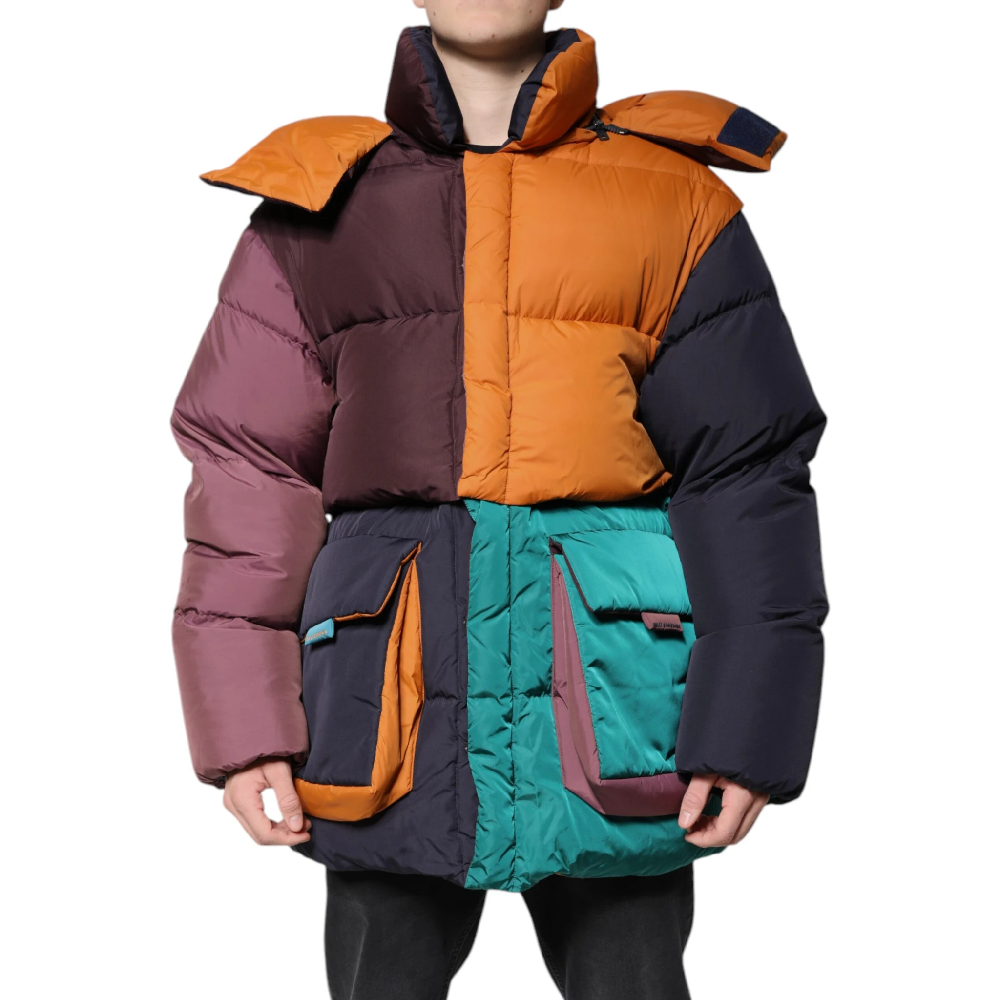 Multicolor Quilted Hooded Puffer Jacket