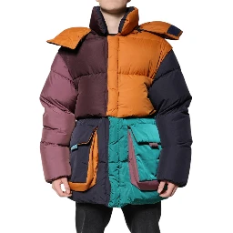 Multicolor Quilted Hooded Puffer Jacket