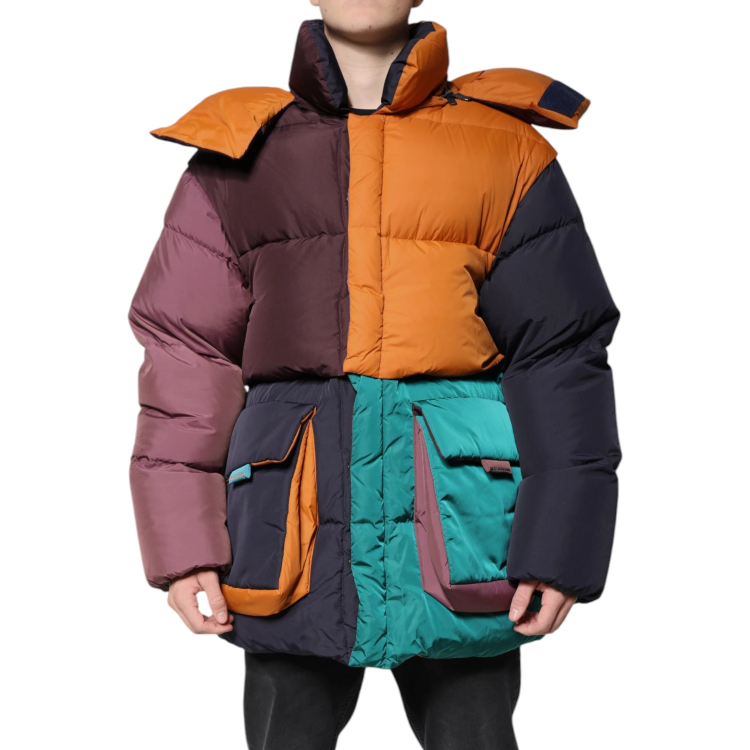 Multicolor Quilted Hooded Puffer Jacket