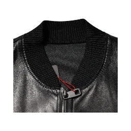 Black Lambskin Full Zip Biker Blouson Jacket