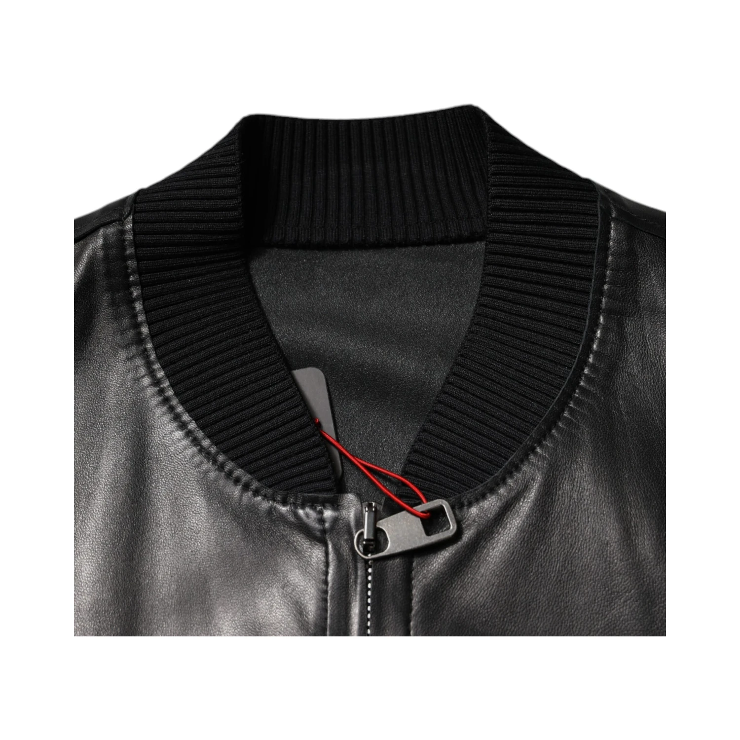Black Lambskin Full Zip Biker Blouson Jacket