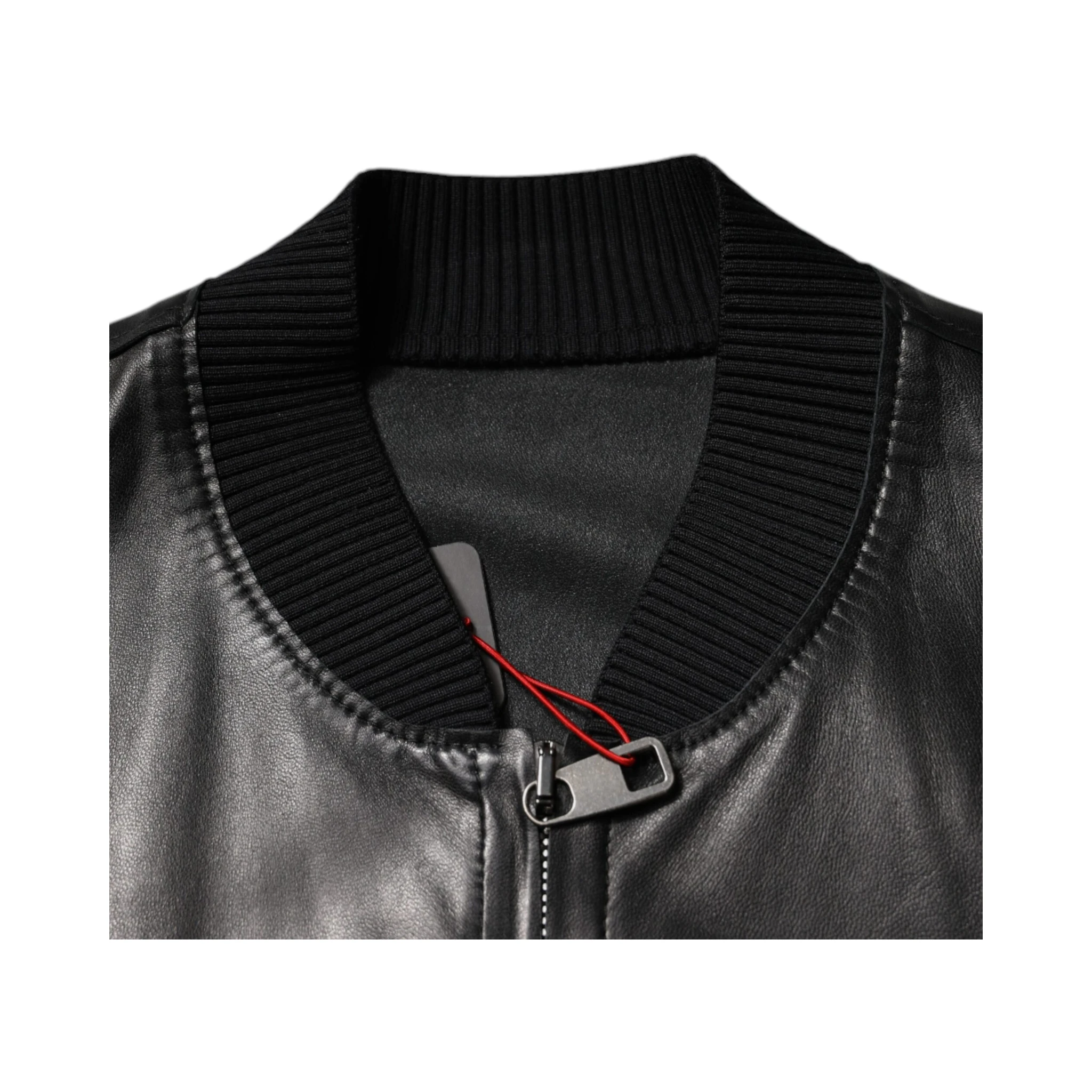 Black Lambskin Full Zip Biker Blouson Jacket