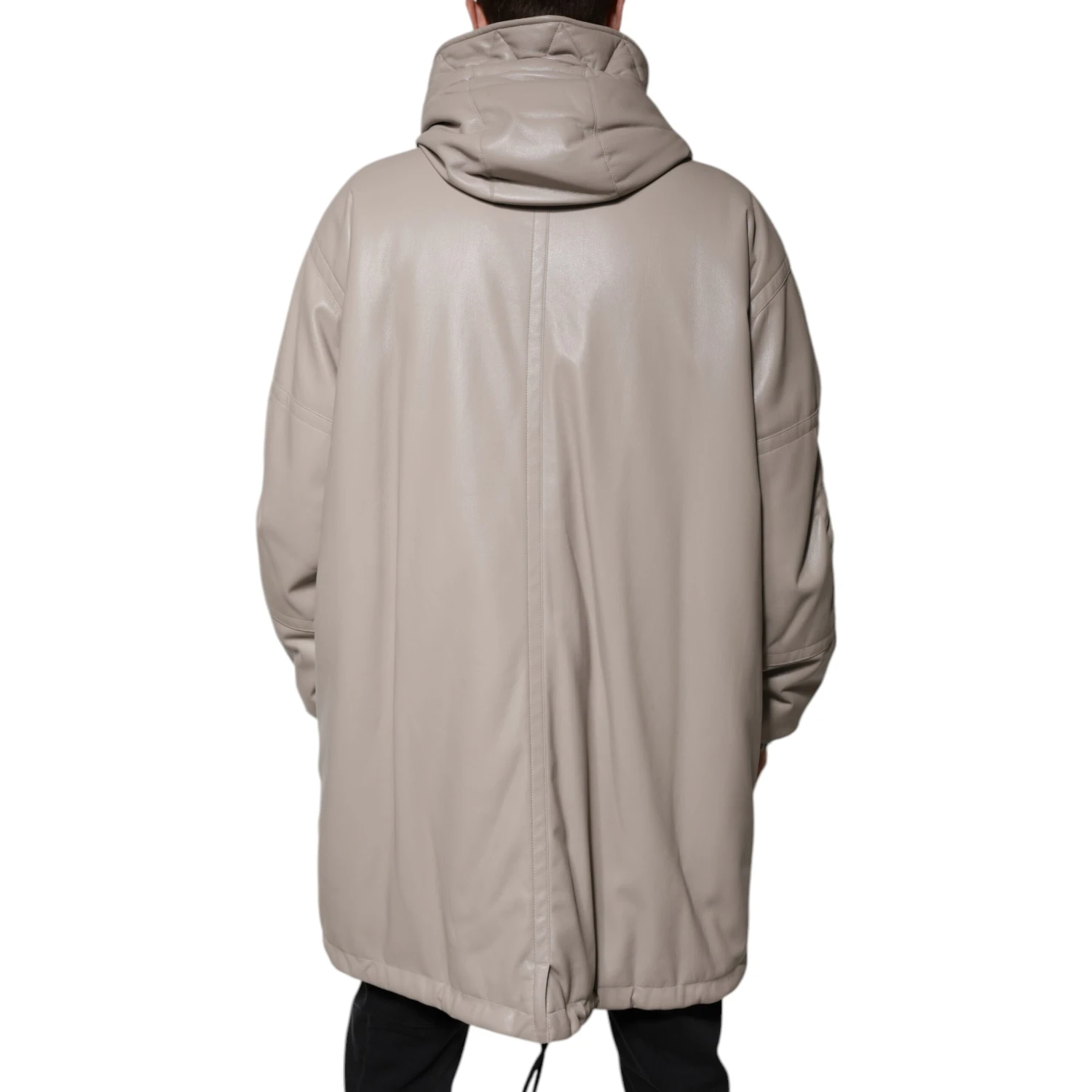 Beige Full Zip Hooded Long Sleeves Casual Coat Jacket