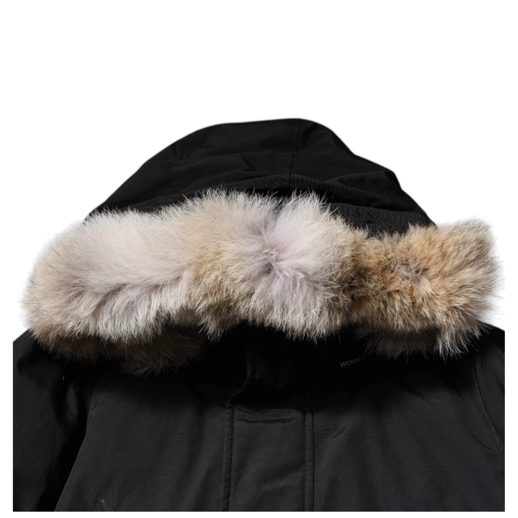 Black Hooded Long Sleeves Fur Shearling Coat Jacket